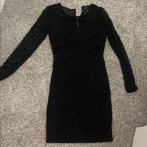White House Black Market Black Lace Long-Sleeve Layered Sheath Dress